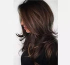 NEW Women Dark Brown w/Gold Highlight Ombre Shoulder Length Curly Hair Wig****